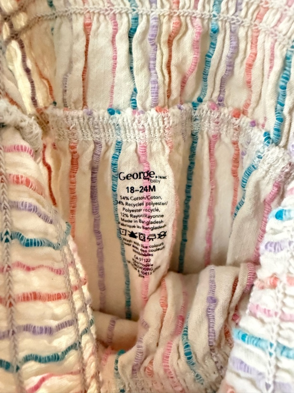 George Cream Dress with Multicolor Stripe Smocked Sundress 18-24 Months - Picture 4 of 4